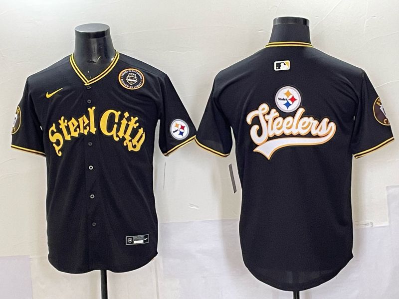 Men 2025 Nike Pittsburgh Steelers Blank Black Limited NFL Jersey style 0051->pittsburgh steelers->NFL Jersey